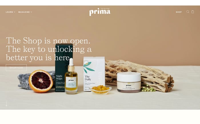 Prima website preview