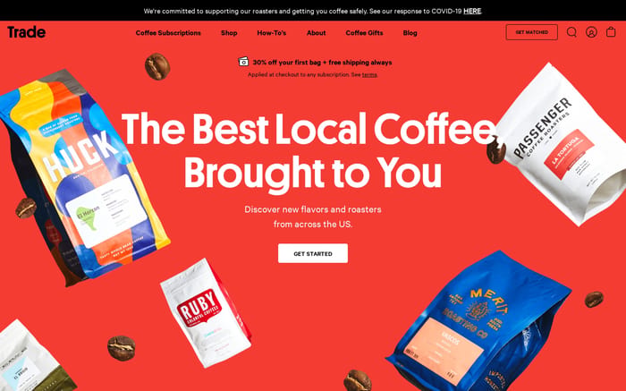 Trade Coffee website preview