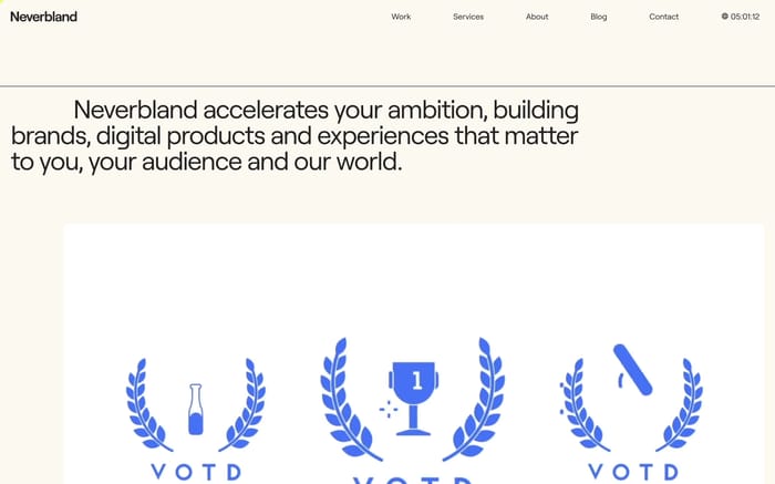 Neverbland website preview
