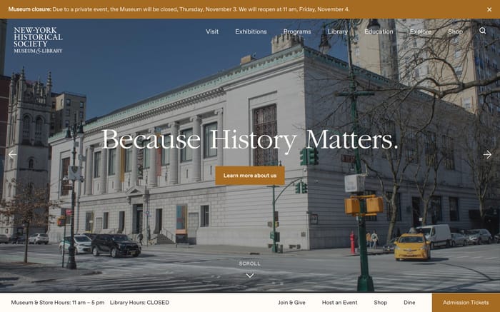 New-York Historical Society website preview