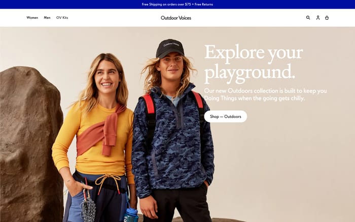 Outdoor Voices website preview