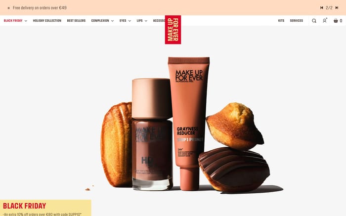 Make Up For Ever website preview