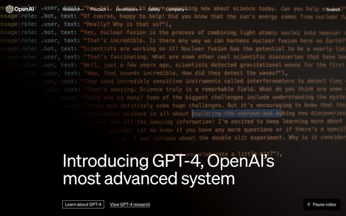 OpenAI website preview