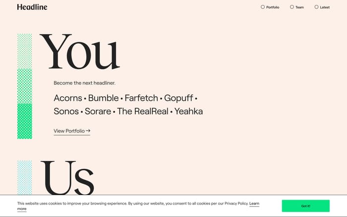 Headline website preview
