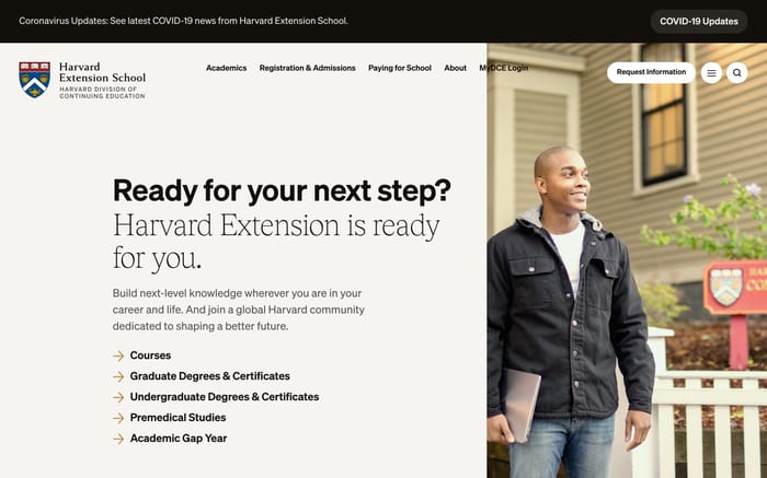 Harvard Extension school website preview