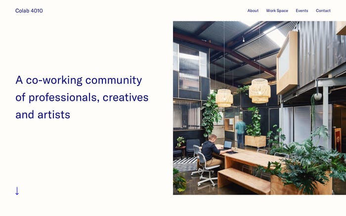 Colab 4010 | A co-working community of professionals, creatives and artists website preview