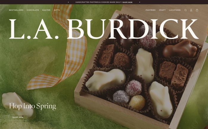 L A Burdick Chocolates website preview