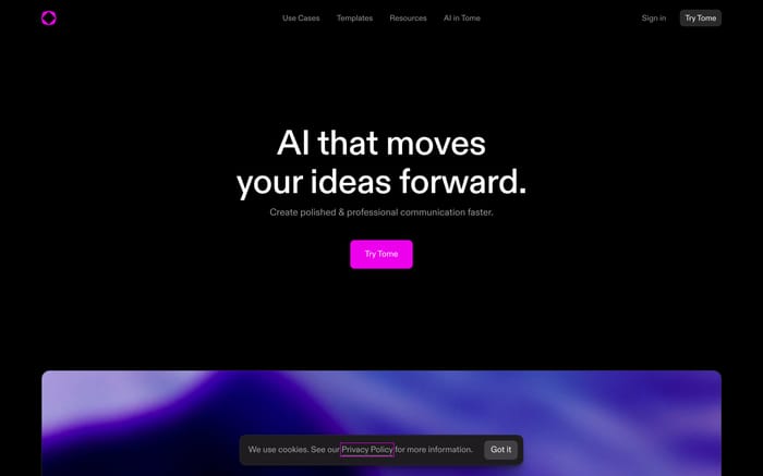 Tome website preview