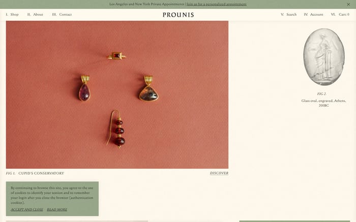 Prounis Jewelry website preview