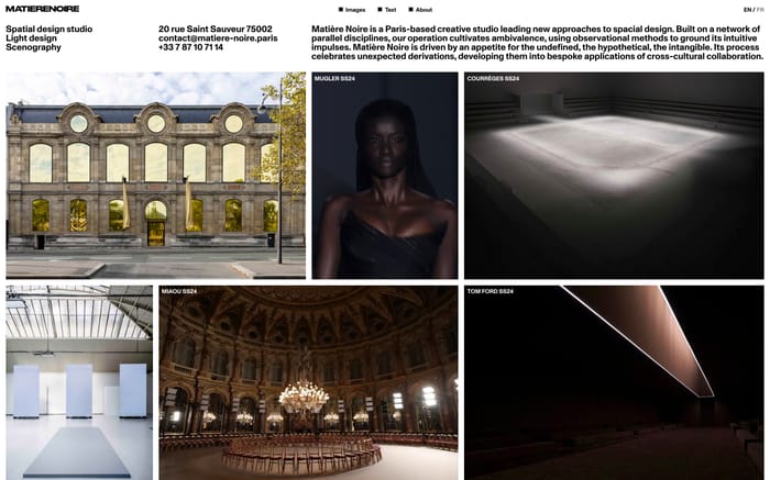 Matiere Noire website preview