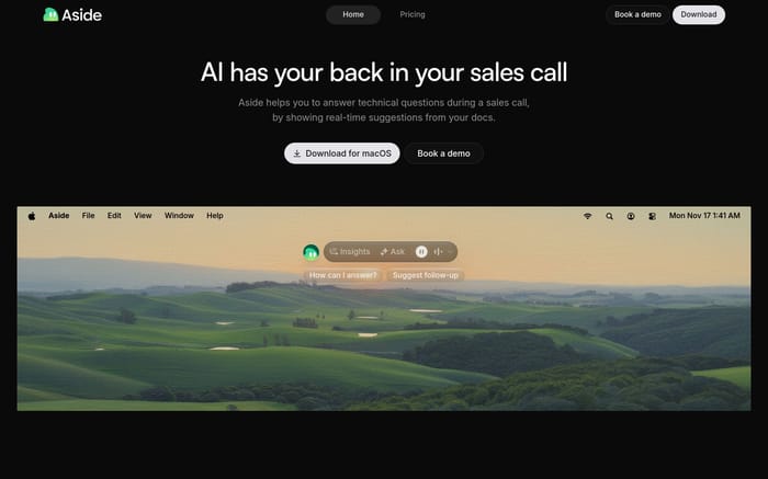 Aside website preview
