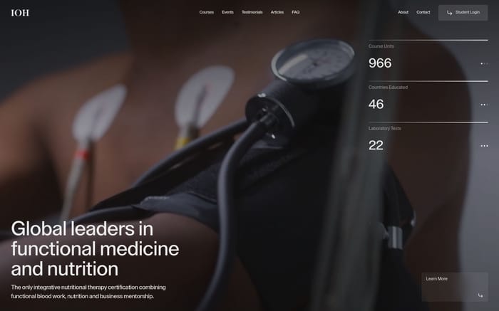 Institute of Health website preview