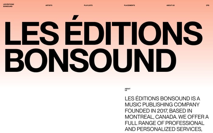 Les éditions Bonsound website preview