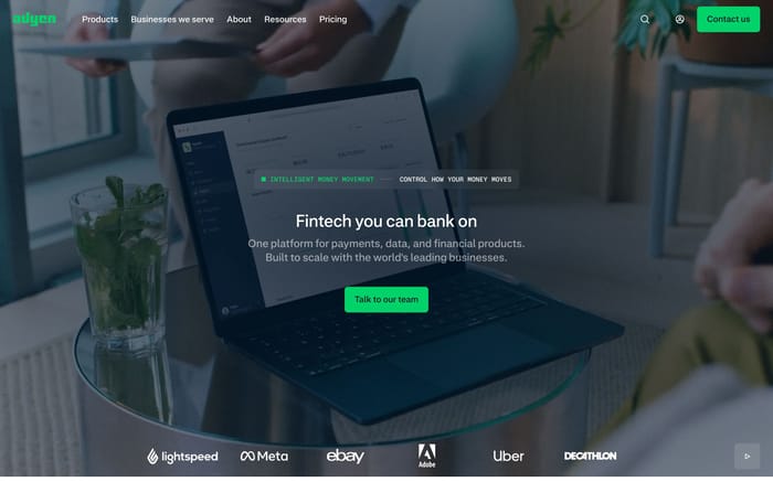 Adyen website preview