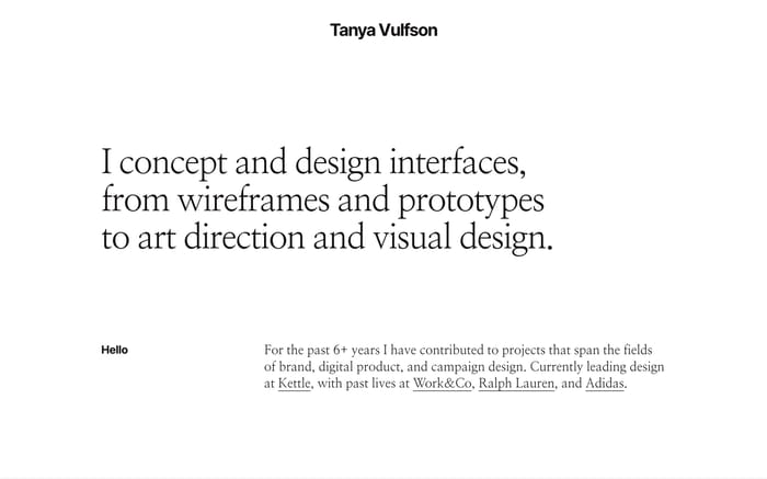Tanya Vulfson website preview
