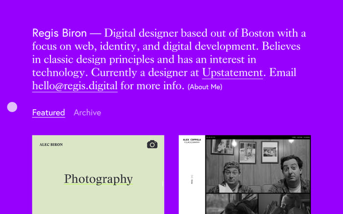 Regis Biron website preview