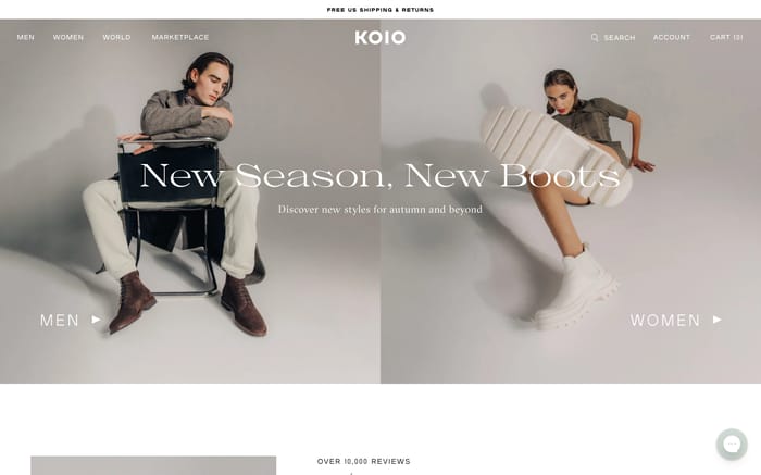 Koio website preview
