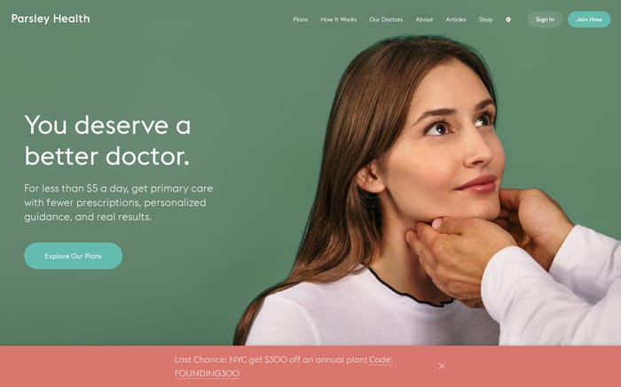 Parsley Health website preview