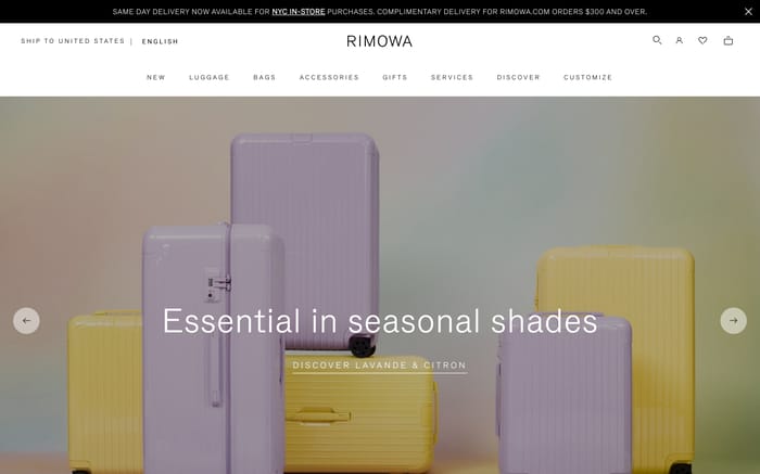 Rimowa website preview