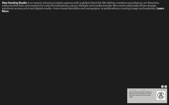 Alex Hunting Studio website preview