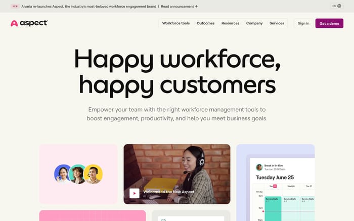 Aspect website preview