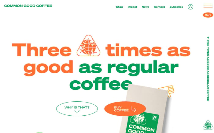 Common Good Coffee website preview