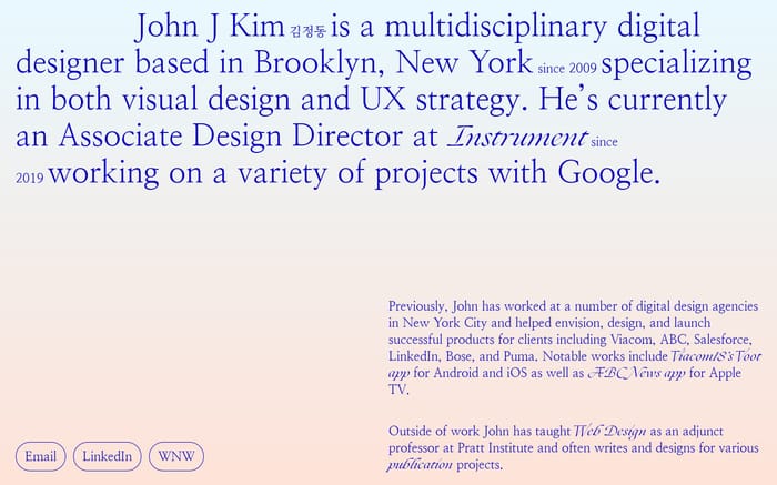 John Jung Kim website preview
