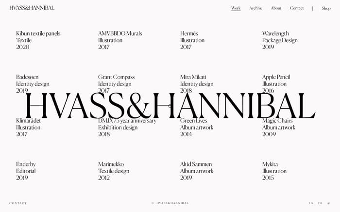 Hvass&Hannibal website preview