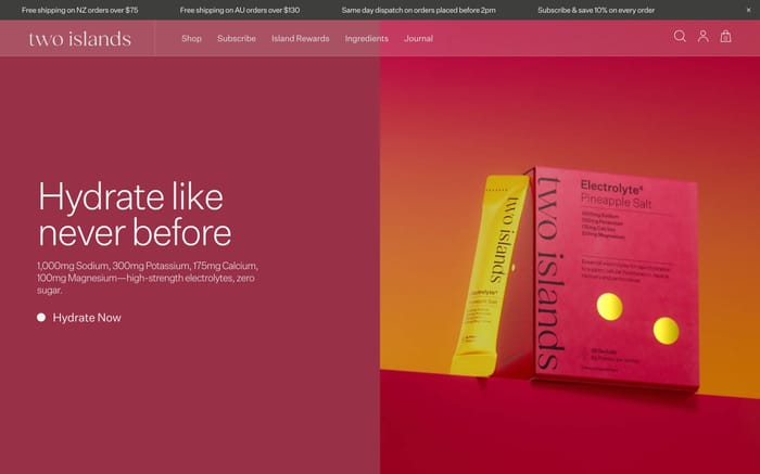 Two Islands website preview