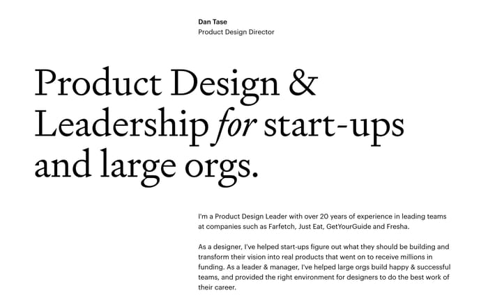 Dan Tase website preview