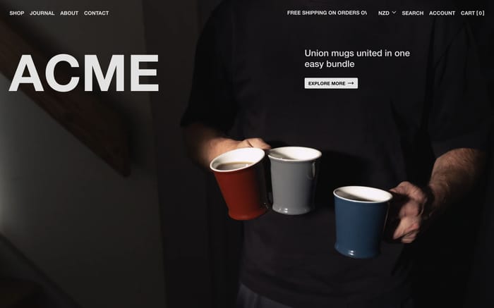 Acme Cups website preview