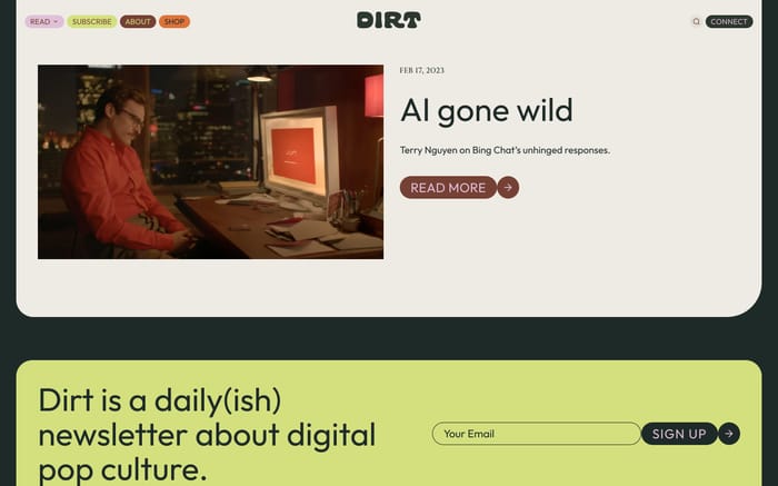 Dirt website preview