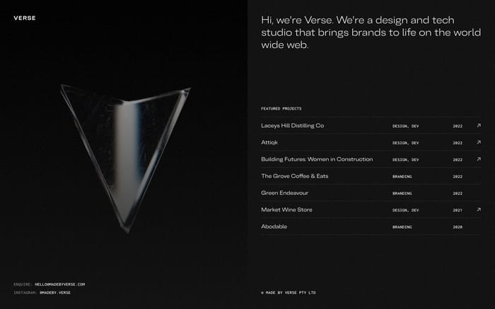 Verse website preview