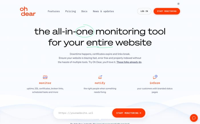 Oh Dear website preview
