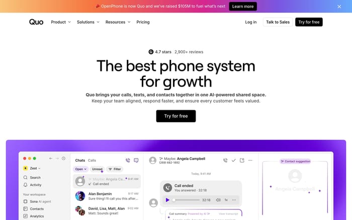 Quo website preview