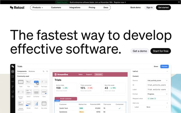 Retool website preview