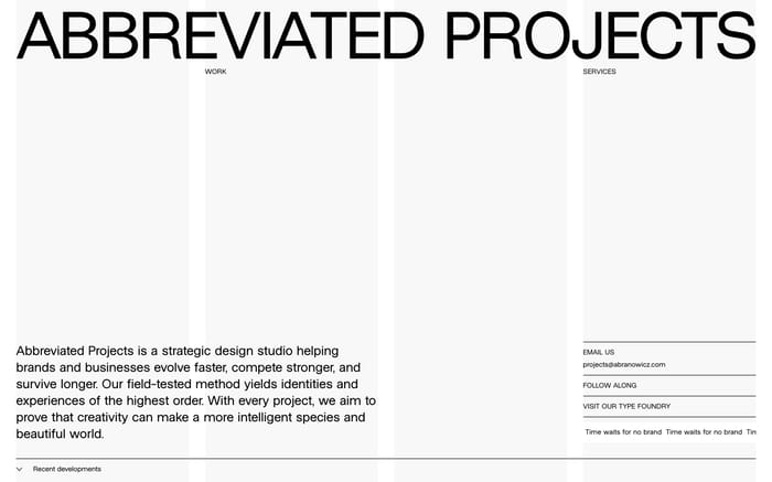 Abbreviated Projects website preview