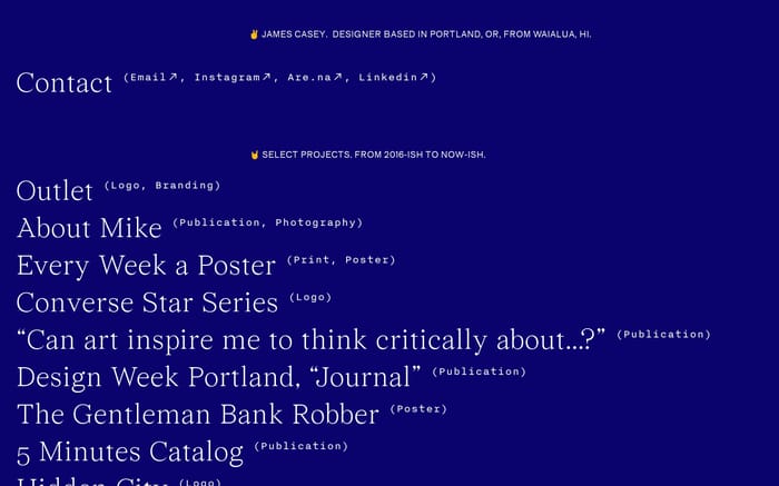 James Casey website preview