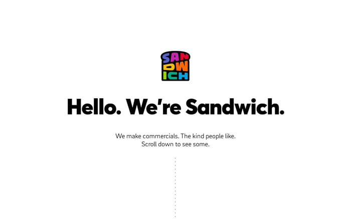 Hello. We're Sandwich. website preview