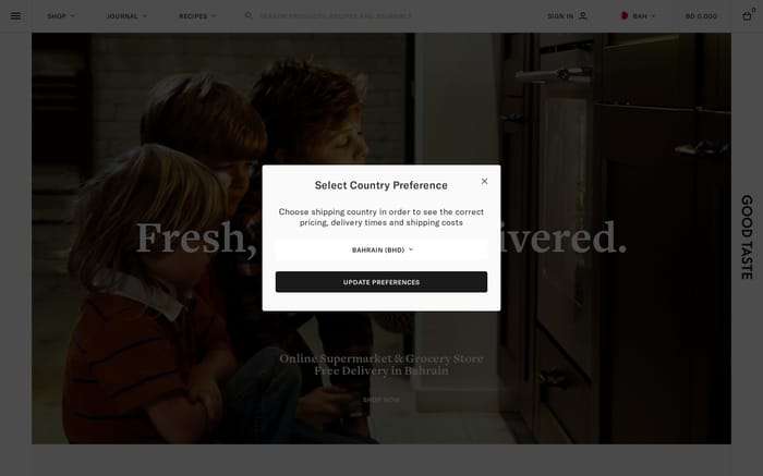 Good Taste - Grocery Delivery in Bahrain website preview
