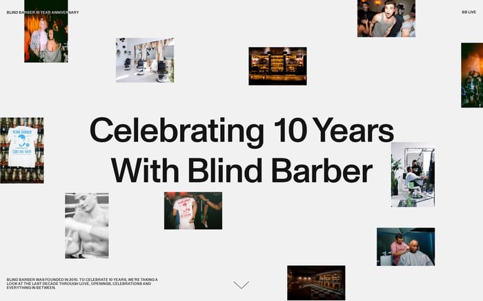 Blind Barber anniversary website preview