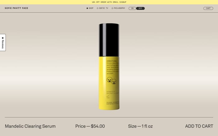Sofie Pavitt Face website preview