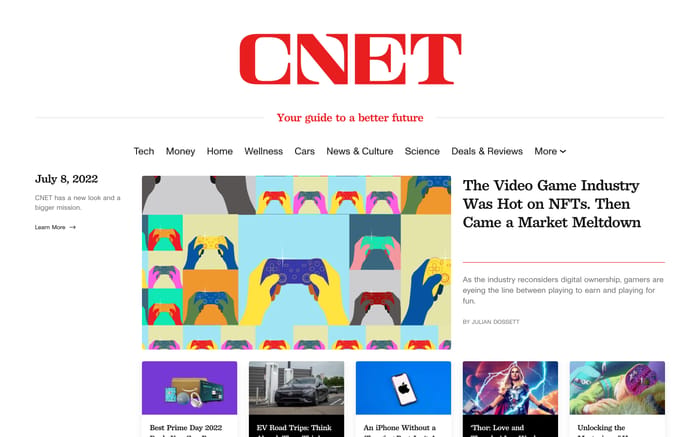 CNET website preview