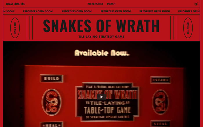 Snakes of Wrath website preview