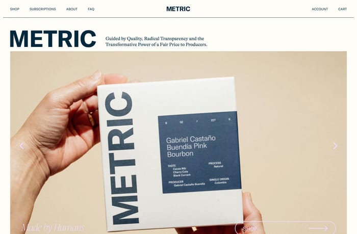 Metric website preview