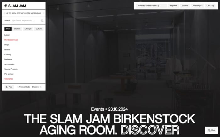 Slam Jam website preview