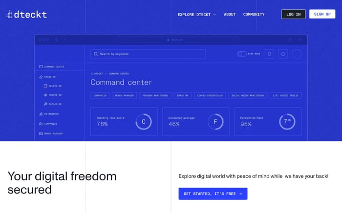 Dteckt website preview