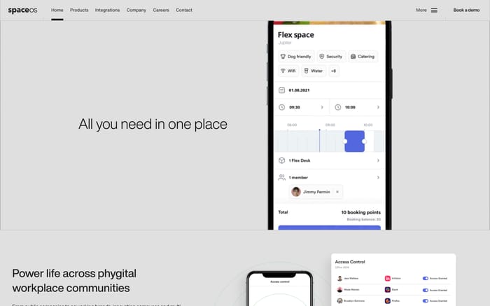 spaceOS website preview