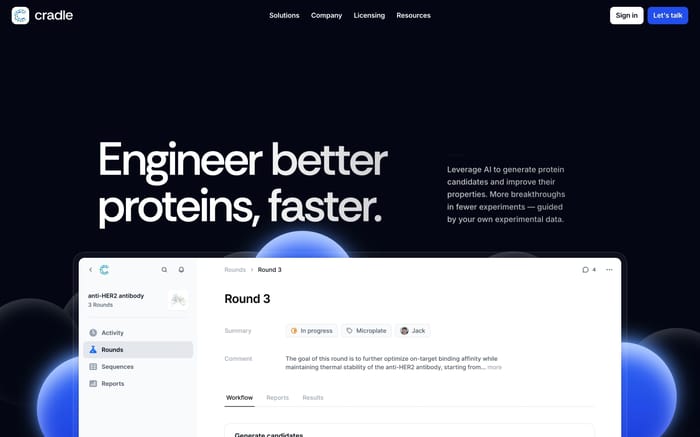 Cradle website preview