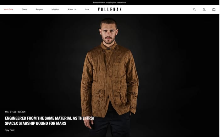 Vollebak website preview